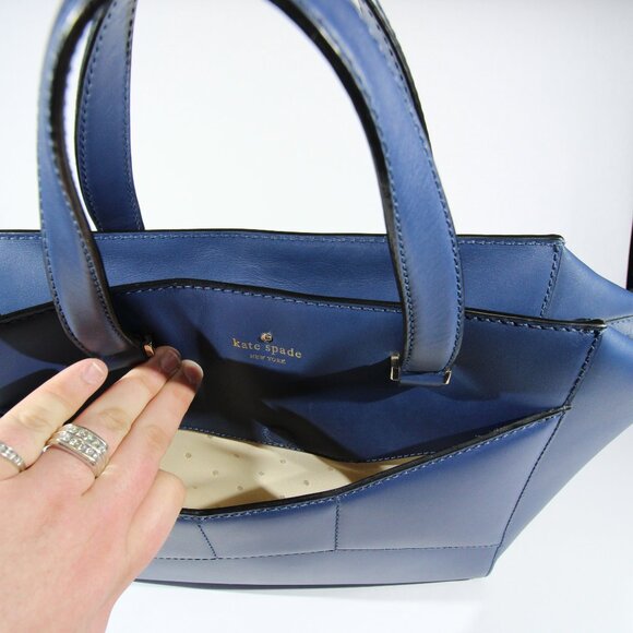 NWOT Kate Spade 2 Park Ave Beau Bow Satchel Navy Blue Bag - Picture 3 of 12